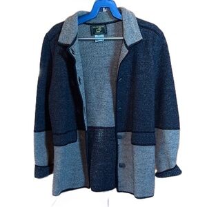 Women's Black and Gray Wool Colorblock Cardigan